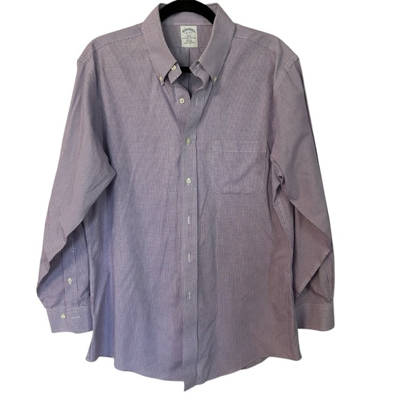 Brooks Brothers 346 Men’s Long Sleeve Purple & White Button Up Sz 16 2/3 GUC - Picture 1 of 9